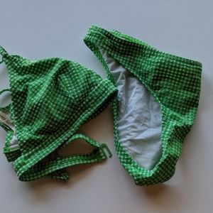 J Crew Green Gingham Textured Bikini - Medium